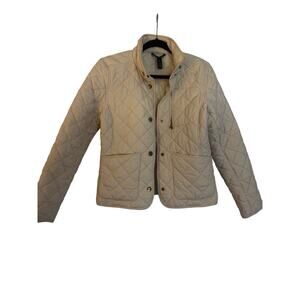 Lauren Ralph Lauren Womens Quilted Cream Puffer Jacket, Size M